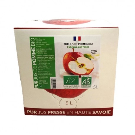 Pur jus pomme trouble BIO France Carton de 1 X5 L