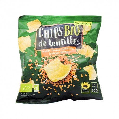 CARTON DE 12 SACHETS CHIPS DE LENTILLES CORAIL 60GR BIO