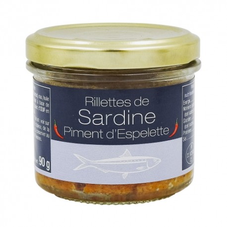 CARTON DE 12 POTS RILLETTES DE SARDINES AU PIMENT D'ESPELETTE 90GR