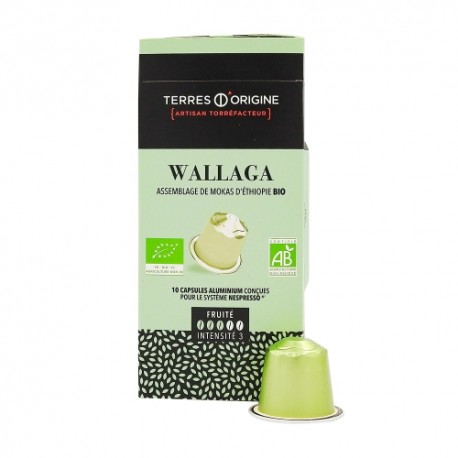 CARTON DE 30 BOITES CAFE WALLAGA BIO FRUITE 3/5 10 CAPSULES 55GR