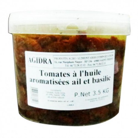 CARTON DE 4 SEAU DE 3.50KG TOMATES À L'HUILE AIL ET BASILIC