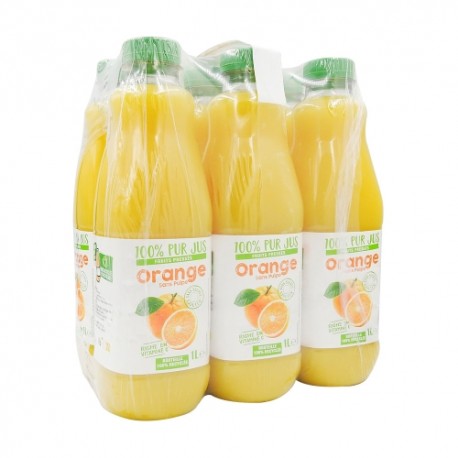 PACK DE 6X1L JUS D'ORANGE SANS PULPE