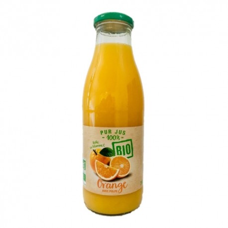 CARTON DE 6 BOUTEILLES JUS D'ORANGE AVEC PULPE BIO 75CL