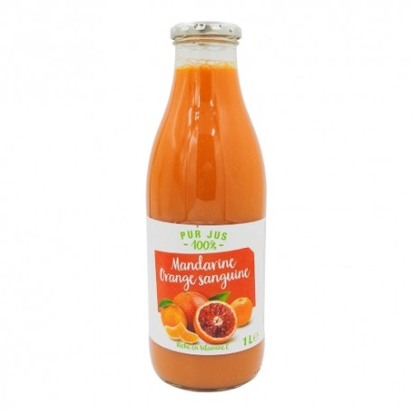 CARTON DE 6 BOUTEILLES PUR JUS MANDARINE ORANGE SANGUINE 1L