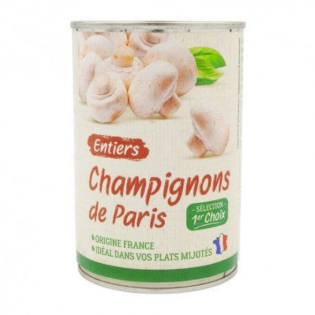 CARTON DE 12 POTS CHAMPIGNONS DE PARIS ENTIERS FRANCE 1/2