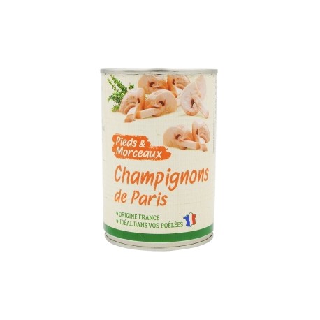 CARTON DE 12 BOITES CHAMPIGNONS PARIS PIEDS MORCEAUX 1/2 FRANCE