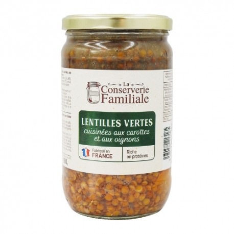 CARTON DE 6 POTS DE LENTILLES VERTES CUISINEES FRANCE 680 GR