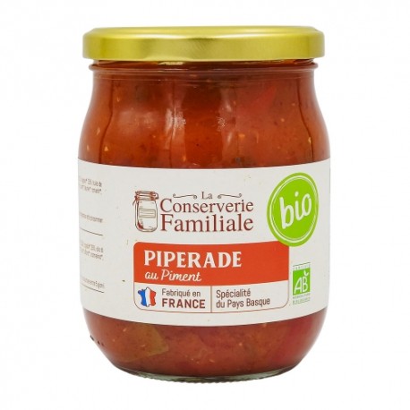 CARTON DE 12 POTS PIPERADE AU PIMENT D'ESPELETTE BIO 520 GR