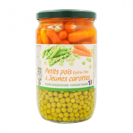 CARTON DE 6 POTS PETITS POIS ET JEUNES CAROTTES 720 ML FRANCE