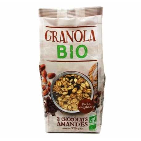 CARTON DE 6 BOITES GRANOLA 2 CHOCOLATS AMANDES BIO 375 GR