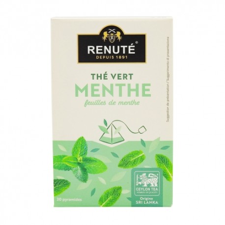 CARTON DE 20 BOITES THE VERT A LA MENTHE 20 PYRAMIDES RENUTE