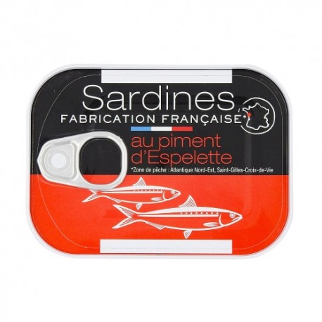 CARTON DE 15 SARDINES AU PIMENT D'ESPELETTE 80.50 GR