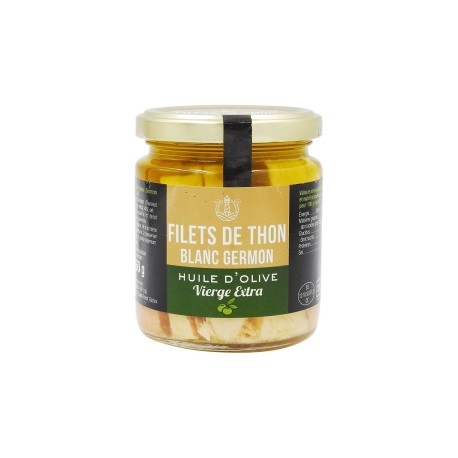 CARTON DE 12 POTS FILETS THON BLANC GERMON HUILE OLIVE VIERGE EXTRA 150 GR