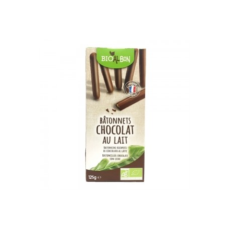 CARTON DE 12 BOITES BISCUITS BATONNETS CHOCOLAT LAIT BIO 125 GR