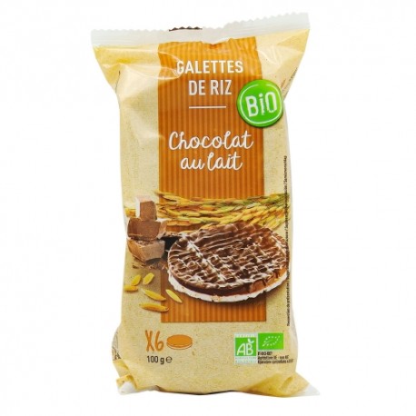 CARTON DE 12 SACHETS GALETTES DE RIZ CHOCOLAT AU LAIT BIO 100 GR