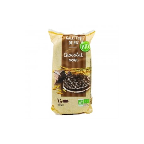 CARTON DE 12 SACHETS GALETTES DE RIZ CHOCOLAT NOIR BIO 100 GR