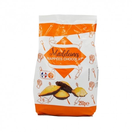 CARTON DE 10 SACHETS MADELEINES NAPPEES AU CHOCOLAT 250GR FRANCE