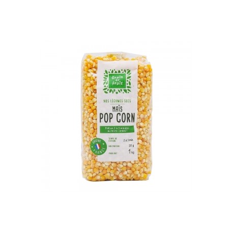 CARTON DE 12 SACHETS MAÏS POP CORN FRANCE 1 KG GRAIN DE FRAIS