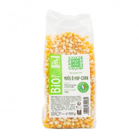 CARTON DE 12 SACHETS MAÏS POP CORN FRANCE BIO 500 GR GRAIN DE FRAIS