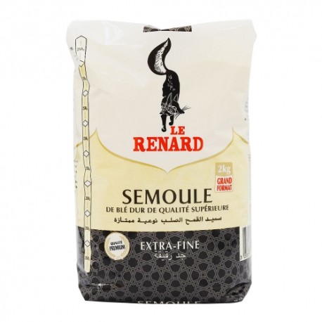 CARTON DE 6 SACHETS SEMOULE EXTRA FINE 2 KG LE RENARD