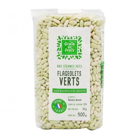 CARTN DE 15 SACHETS FLAGEOLETS VERTS FRANCE 500 GR GRAIN DE FRAIS