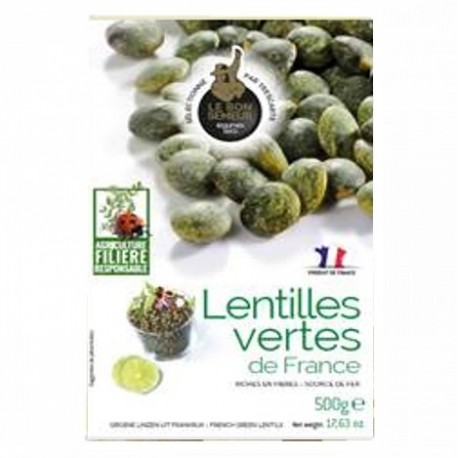 CARTON DE 10 BOITES LENTILLES VERTES FRANCE 500 GR