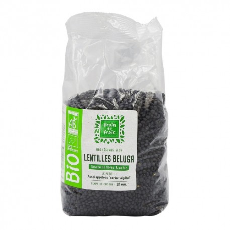 CARTON DE 10 SACHETS LENTILLES BELLUGA BIO 500 GR GRAIN DE FRAIS