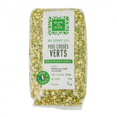 CARTON DE 12 SACHETS POIS CASSE FRANCE 1 KG GRAIN DE FRAIS