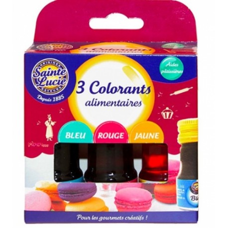 CARTON DE 9 BOITES DE 3 COLORANTS ALIMENTAIRE 30 ML SAINT LUCIE