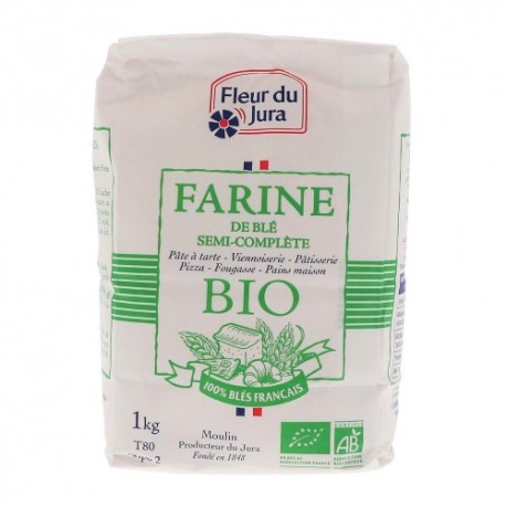 CARTON DE 10 SACHETS FARINE SEMI-COMPLETE T80 BIO FLEUR DU JURA