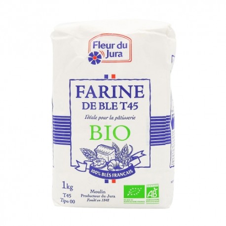 CARTON DE 10 SACHETS FARINE T45 BIO 1 KG FLEUR DU JURA