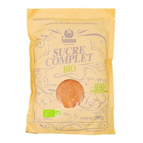 CARTON DE 12 SACHETS SUCRE COMPLET BIO 500 GR