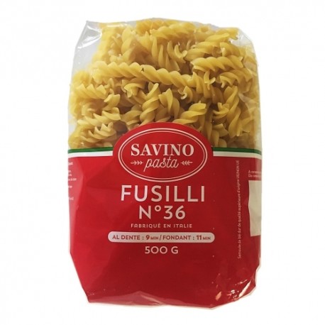 CARTON DE 20 SACHETS PATES FUSILLI N°36 500 GR SAVINO