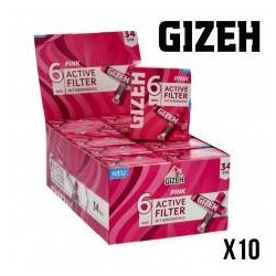 FILTRE GIZEH PINK CHARBON ACTIF 6MM ACTIVE FILTER X10