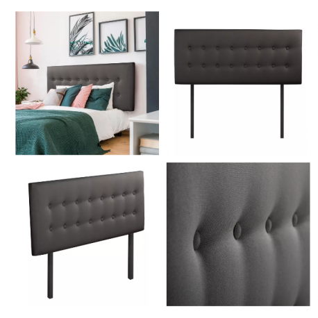 TÊTE DE LIT CAPITONNÉE MARGOT 140X60 CM | COLORIS GRIS ANTHRACITE