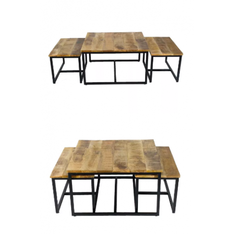 TABLE BASSE LOT DE 3 TABLES D'APPOINT STRUCTURE MÉTAL ONTARIO