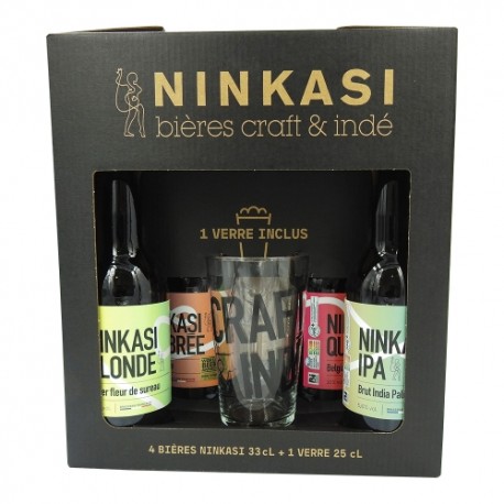 CARTON DE 4 PIECES BIÈRES COFFRET 4X33CL + VERRE 25CL NINKASI