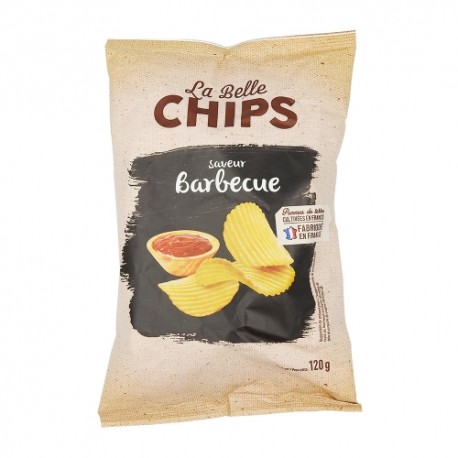 CARTON DE 20 PIECES CHIPS BARBECUE PAQUET 120G LA BELLE CHIPS