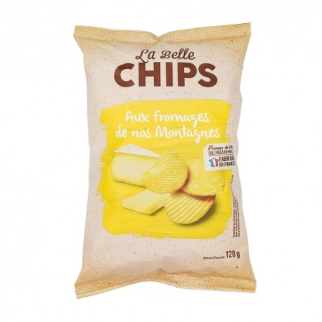 CARTON DE 20 PIECES CHIPS ONDULÉES AU FROMAGE PQT 120G LA BELLE CHIPS