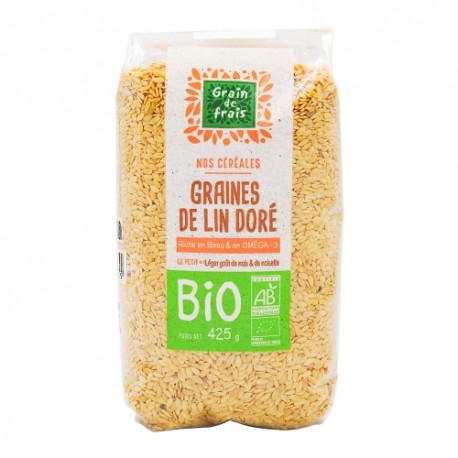 CARTON DE 15 PIECES GRAINE DE LIN DORÉ BIO 425G GRAIN DE FRAIS