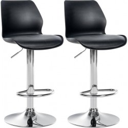 LOT DE 2 FAUTEUILS DE BAR GILBERT - CHROME / CUIR